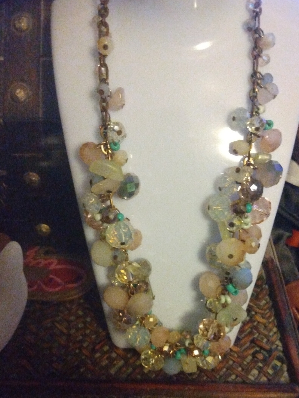 Simply Vera Wang Beaded Cluster Statement Necklace in Pastel Multicolor